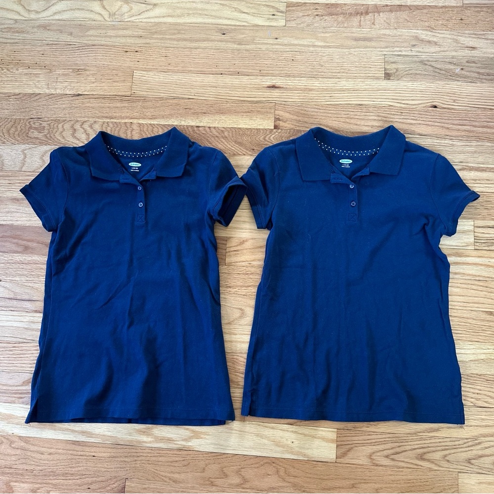 Bundle of 2 Old Navy Navy Blue Polo Sz L 10/12 Uniform Shirt